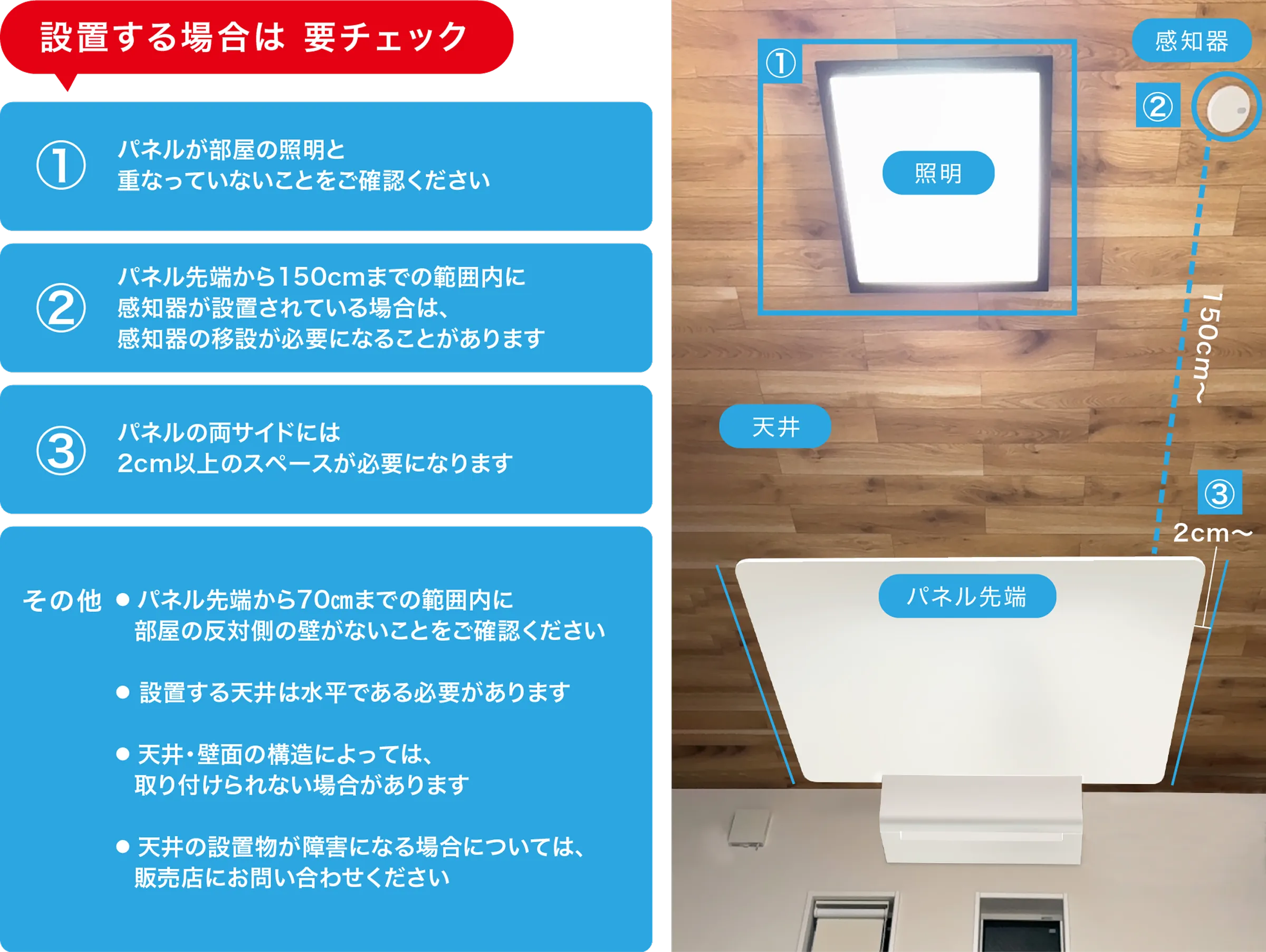 眠リッチを設置する際の照明・感知器・壁との必要な間隔